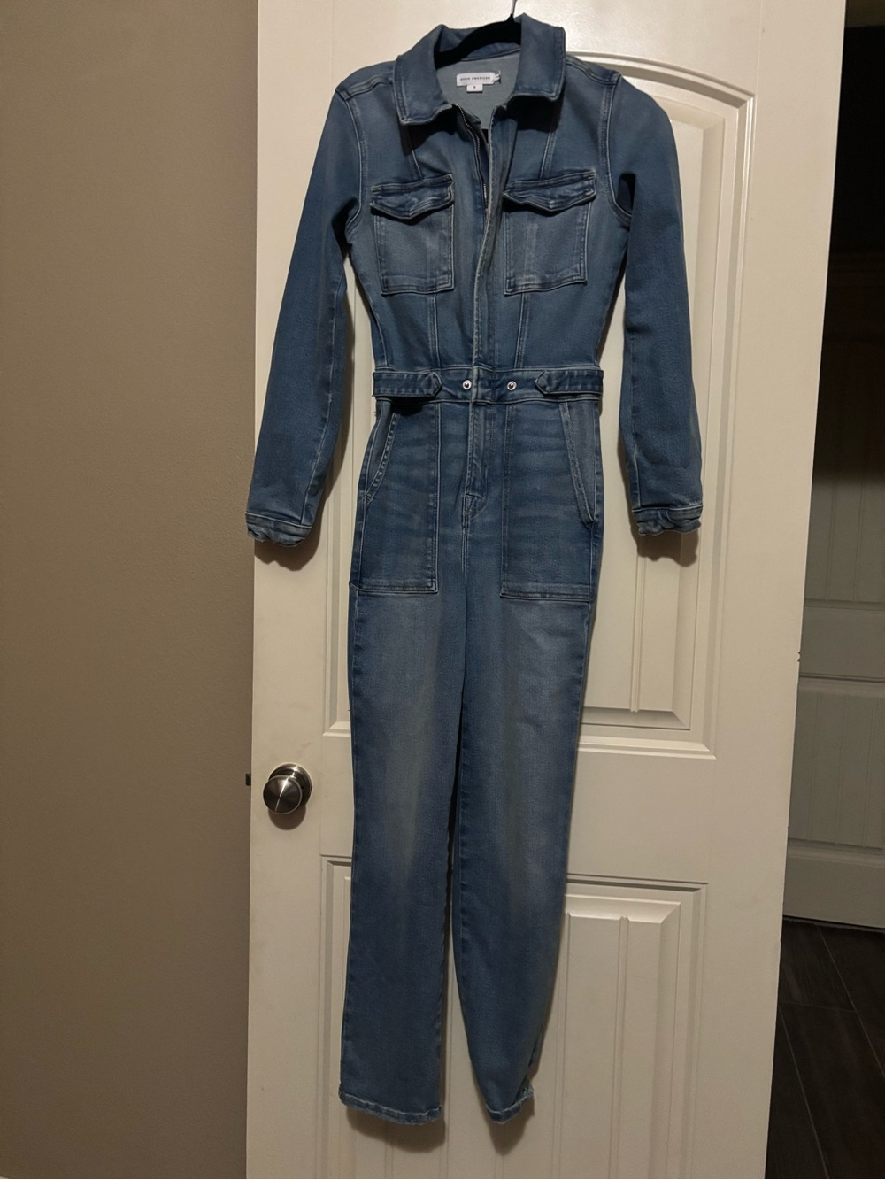Good American Light Blue Denim Jumpsuit